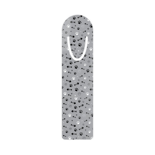 Paw Print Metal Bookmark — Silver Stainless Steel Bookmark for Cat & Dog Lovers