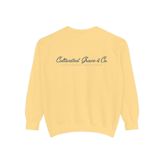 Script Cultivated Grace Co. Logo Sweatshirt Butter Yellow