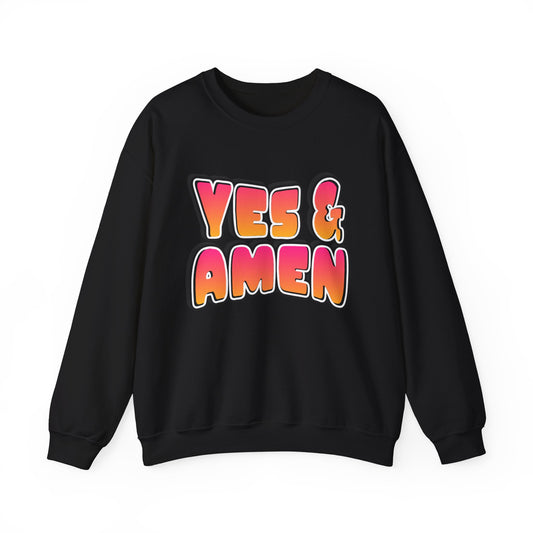 Yes & Amen Crewneck Sweatshirt | Retro Bubble Letter Faith Design