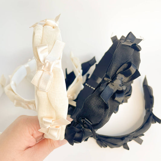 Satin Mini Bow Linen Headband