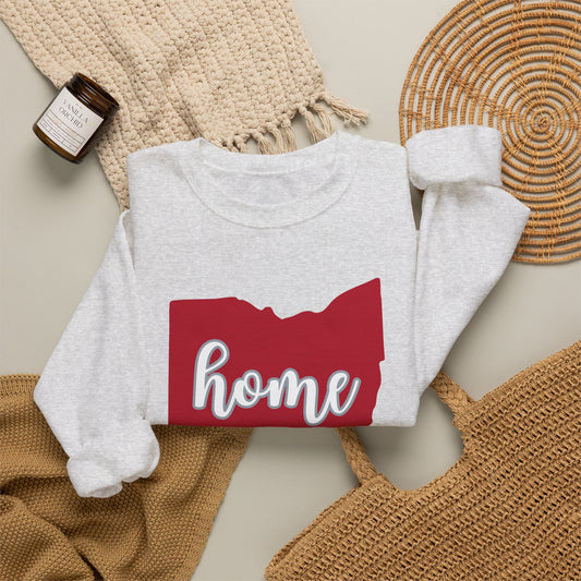 Ohio home script crewneck in Ash, folded flat lay