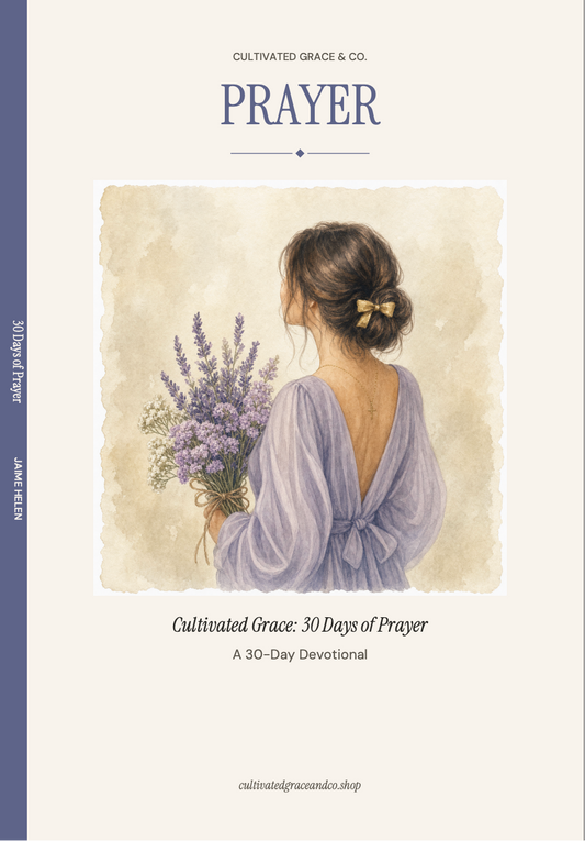 Book cover of 'Prayer' by Cultivated Grace & Co. with a woman holding lavender.