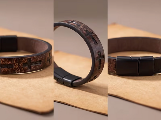 Leather Cross Bracelet