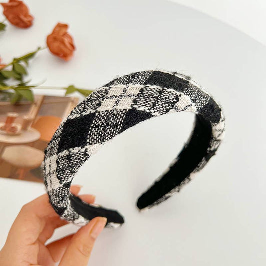 Knit Plaid Padded Headband