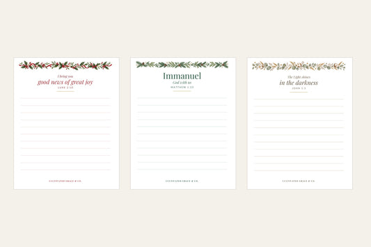 Christmas Bible Notepad Trio: Good News of Great Joy, Immanuel and The Light Shines small lined notepads