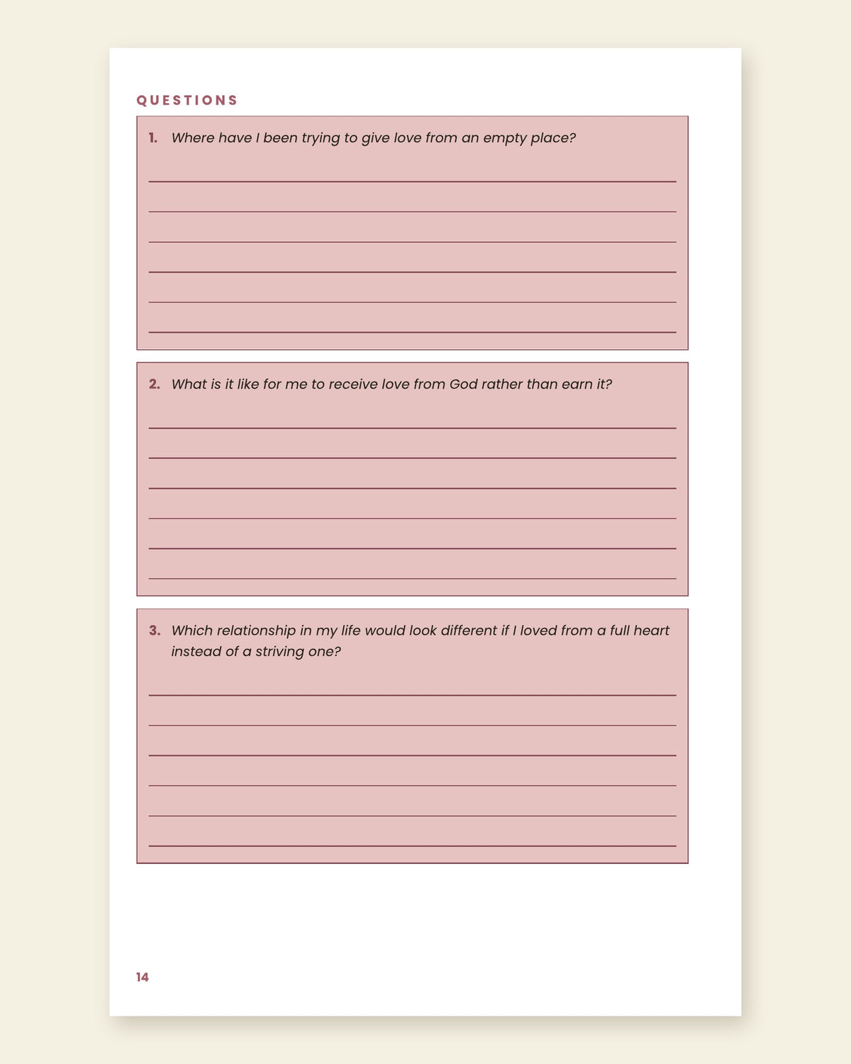Fruitful interior — reflection questions with ruled journaling space