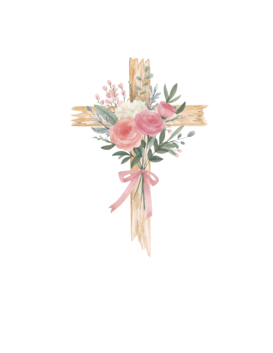 Floral Cross Pink vinyl decal — Cultivated Grace & Co.