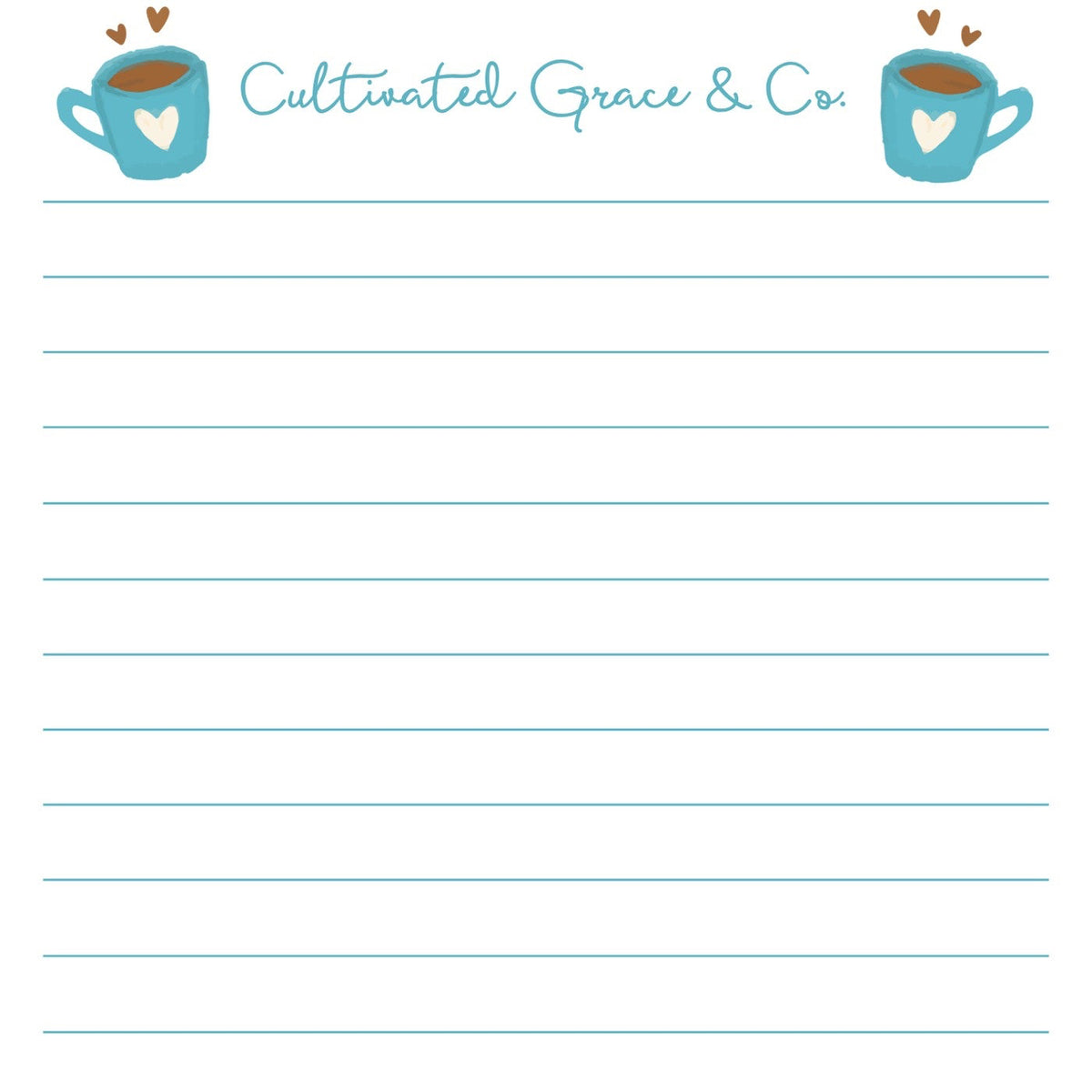 Teal Coffee Cups Lined Notepad