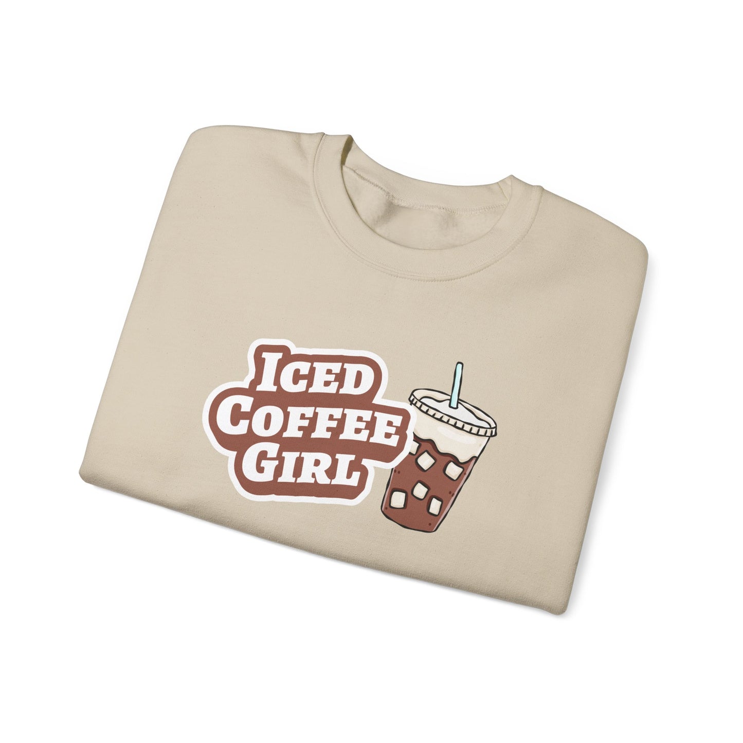 Iced Coffee Girl Sweatshirt — Bold Iced Coffee Cup Crewneck