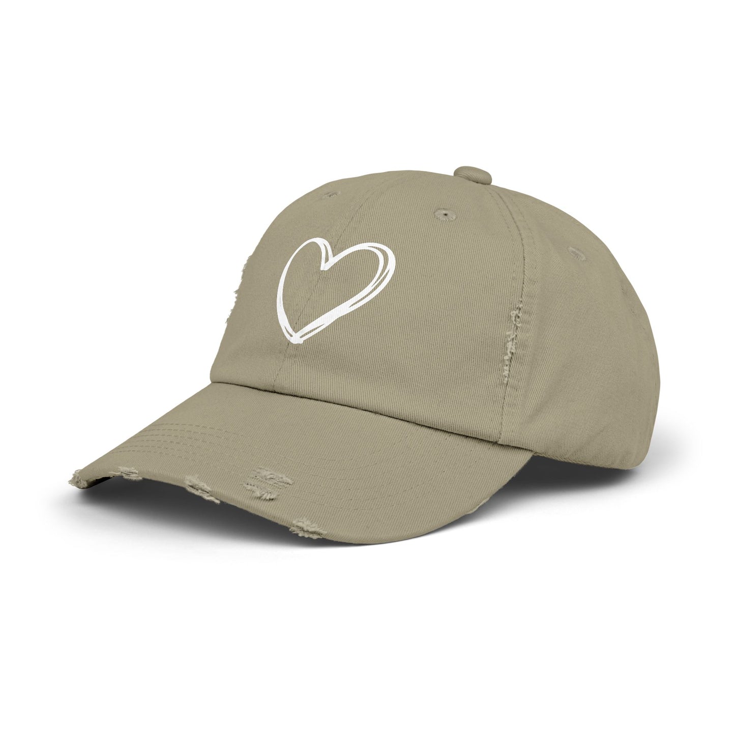 Distressed Heart Cap — Vintage Baseball Hat with Sketched Heart
