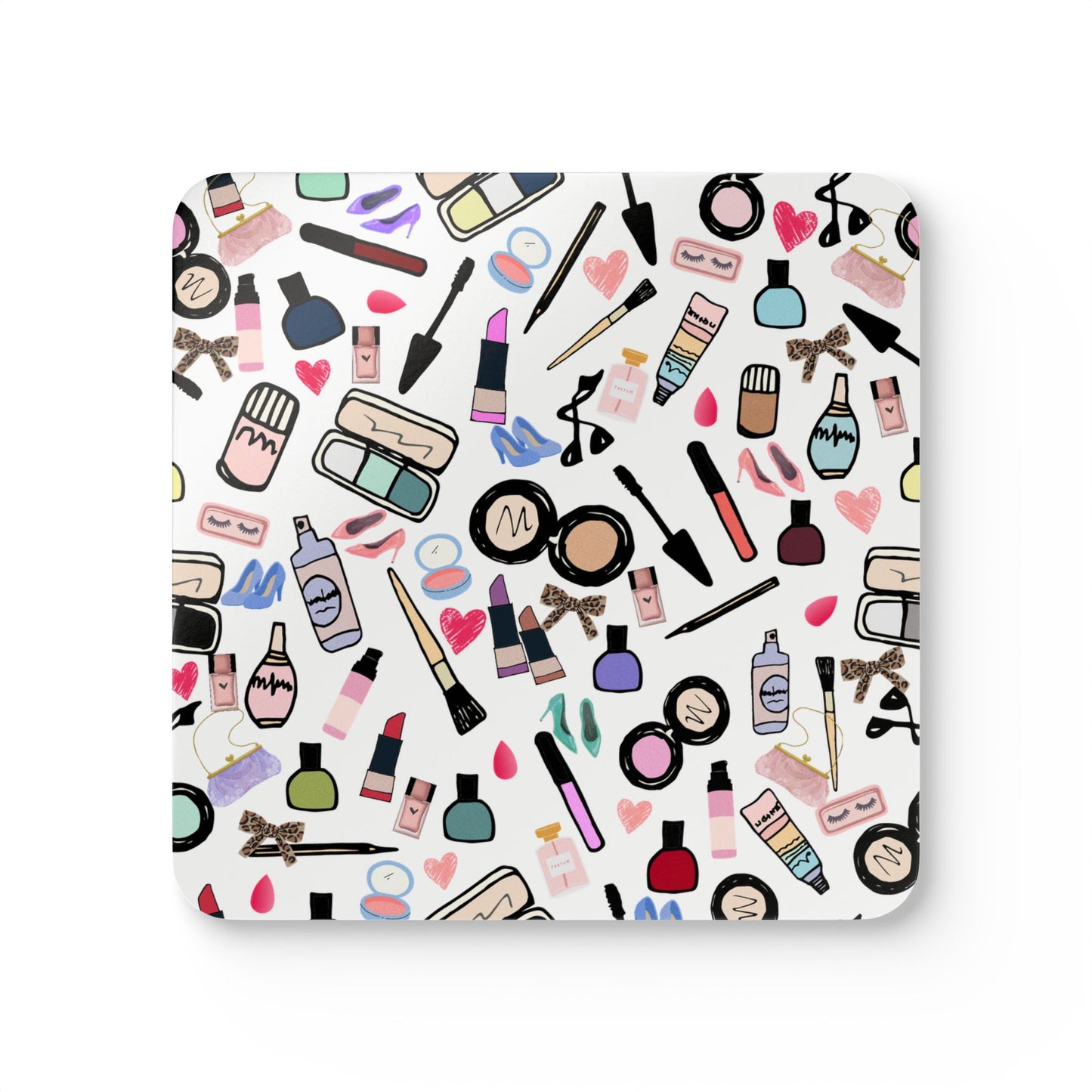Makeup Lover Corkwood Coaster Set — Beauty Illustration Drink Coasters