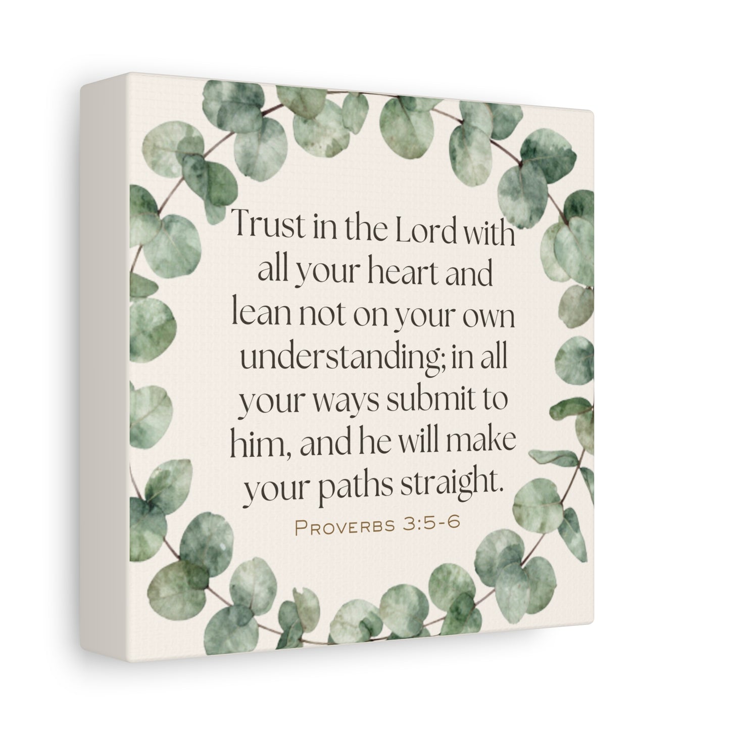 Proverbs 3:5-6 Scripture Canvas Wall Art | Trust in the Lord | Eucalyptus Farmhouse Decor