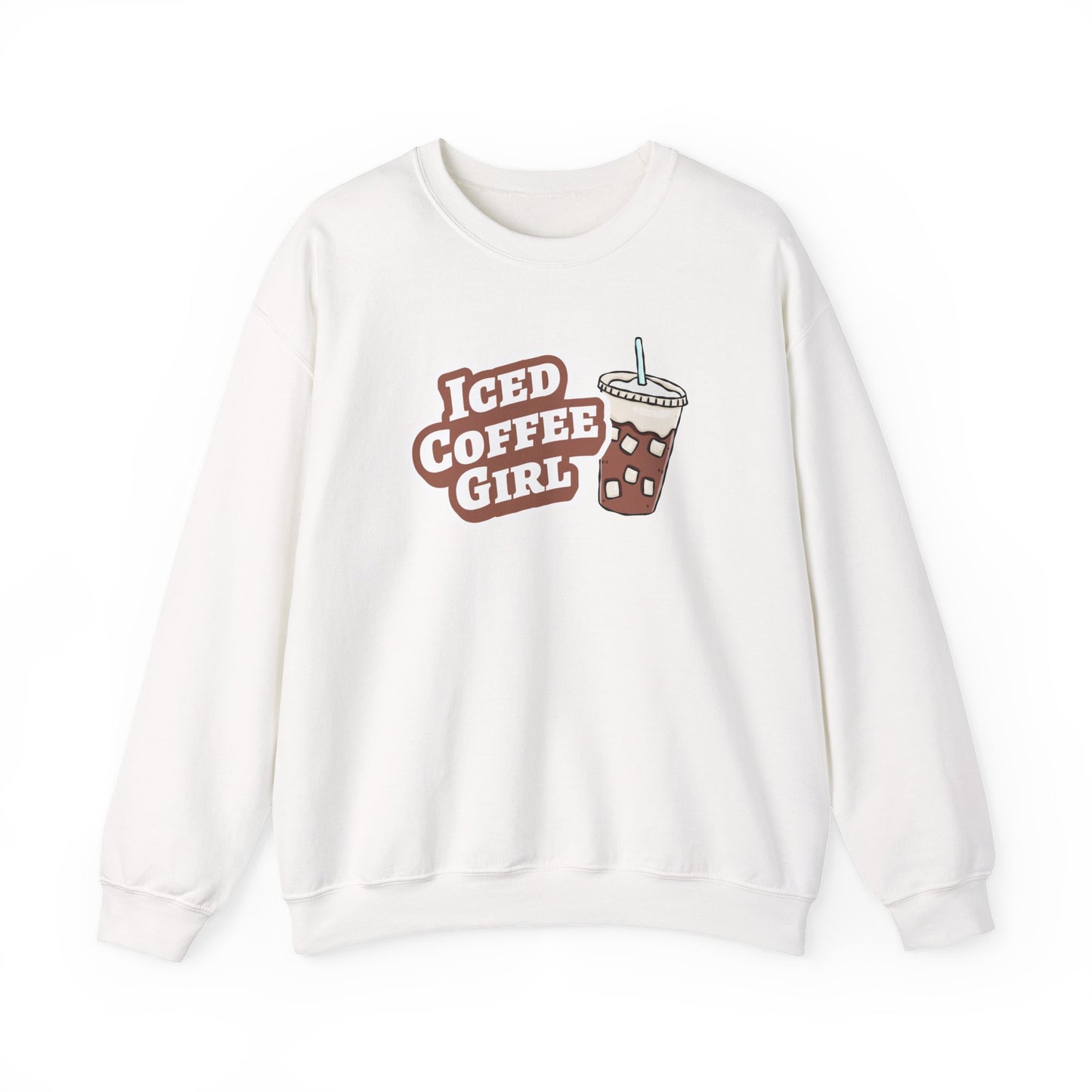 Iced Coffee Girl Sweatshirt — Bold Iced Coffee Cup Crewneck