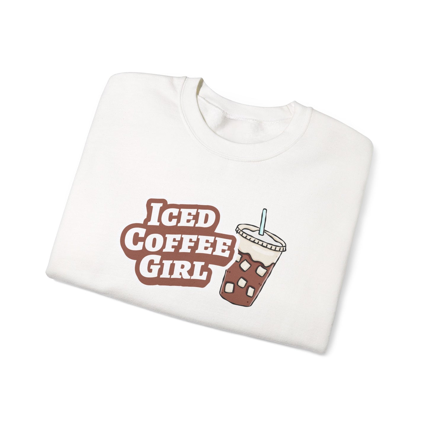 Iced Coffee Girl Sweatshirt — Bold Iced Coffee Cup Crewneck