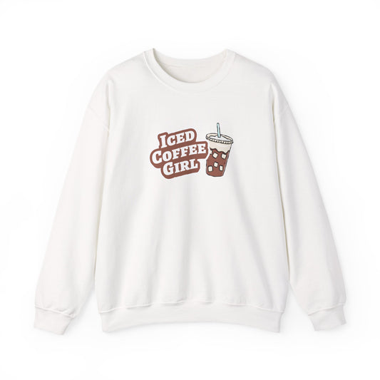 Iced Coffee Girl Sweatshirt — Bold Iced Coffee Cup Crewneck