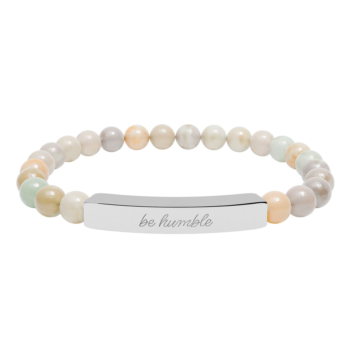 "Be Humble" Natural Stone Bead Bracelet — Stretch Bar Bracelet
