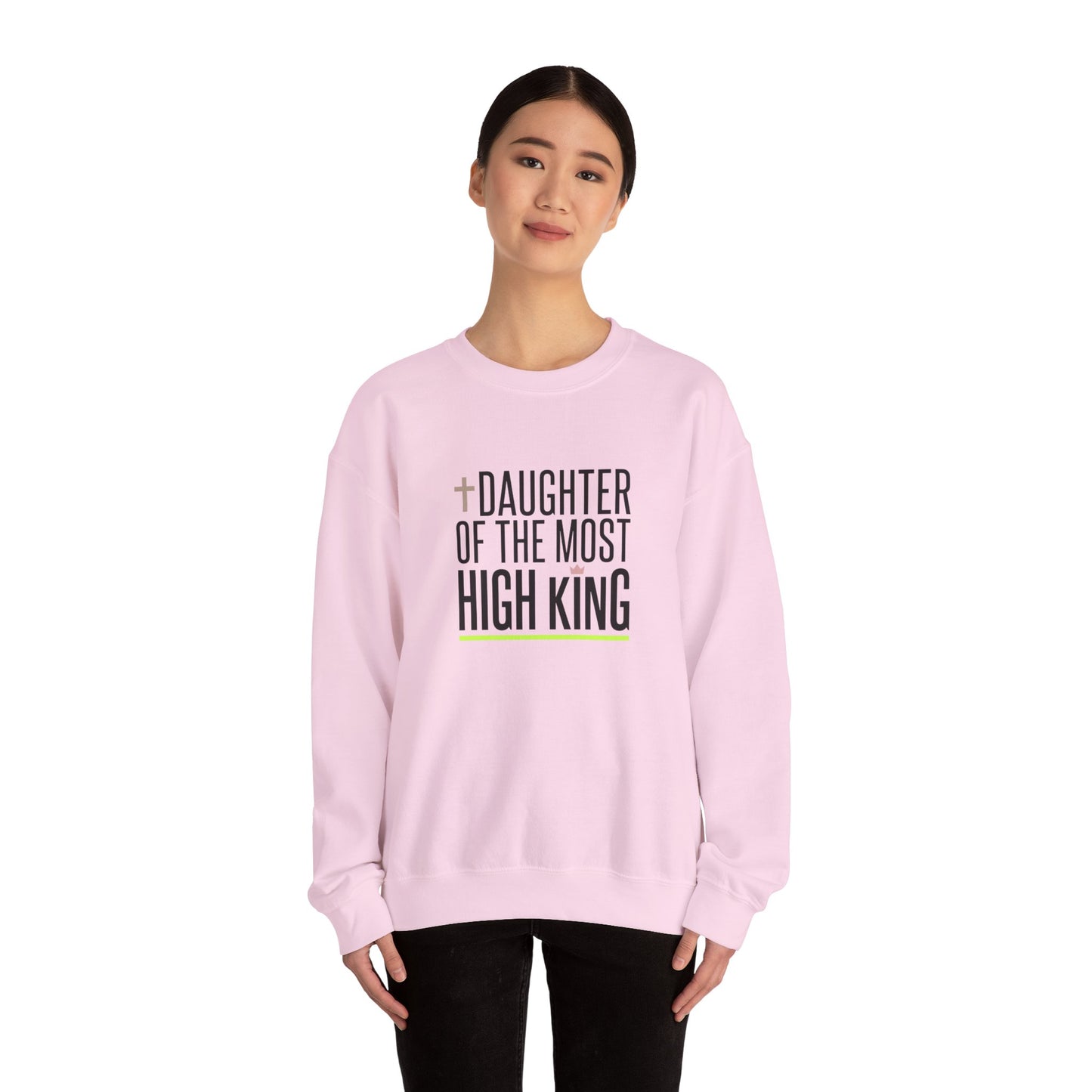 Daughter of the Most High King Crewneck Sweatshirt | Faith-Forward Minimalist Christian Apparel