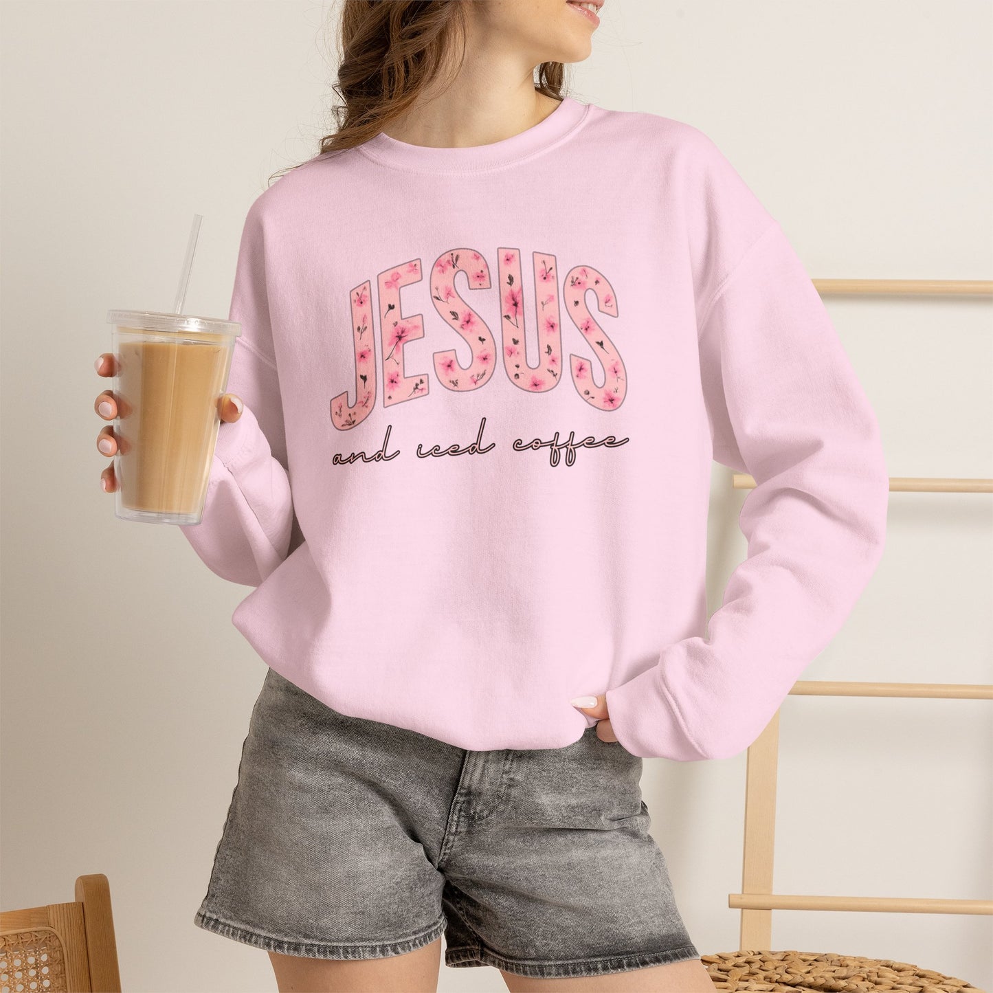 Jesus and Iced Coffee Crewneck Sweatshirt