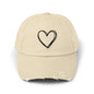 Distressed Heart Cap — Vintage Baseball Hat with Sketched Heart