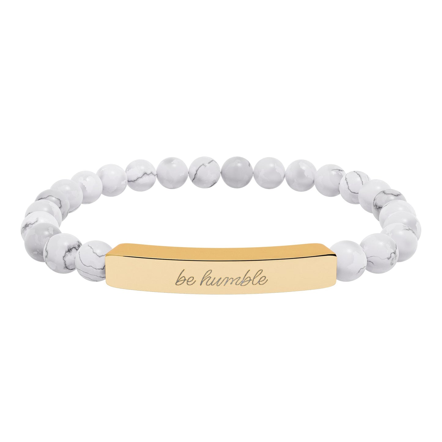 "Be Humble" Natural Stone Bead Bracelet — Stretch Bar Bracelet