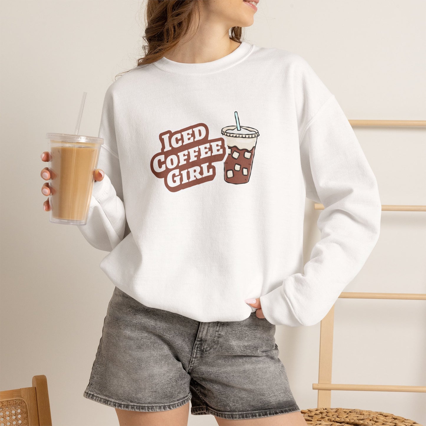 Iced Coffee Girl Crewneck Sweatshirt