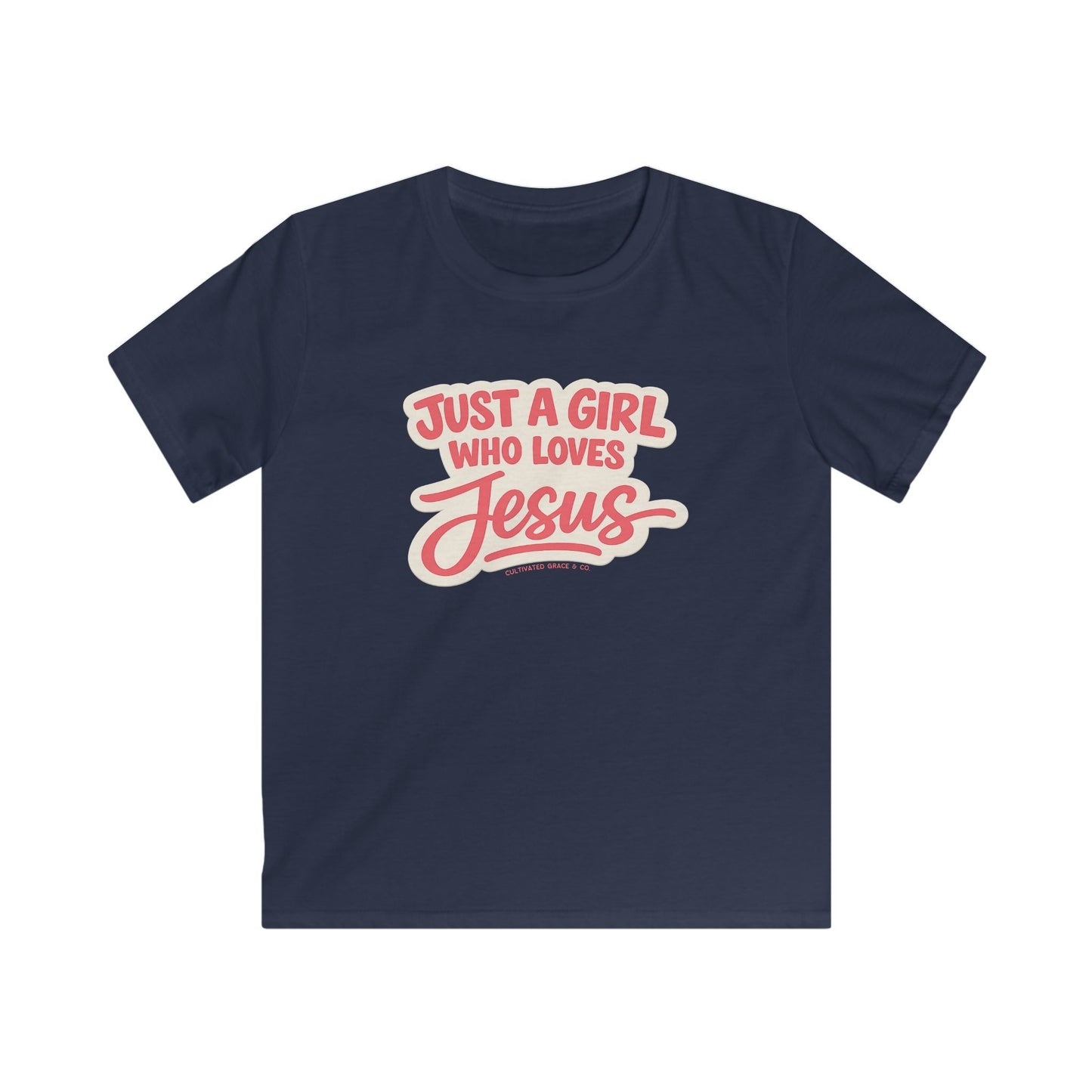 Kids Tee - "Just a Girl Who Loves Jesus" Christian Faith Shirt for Girls