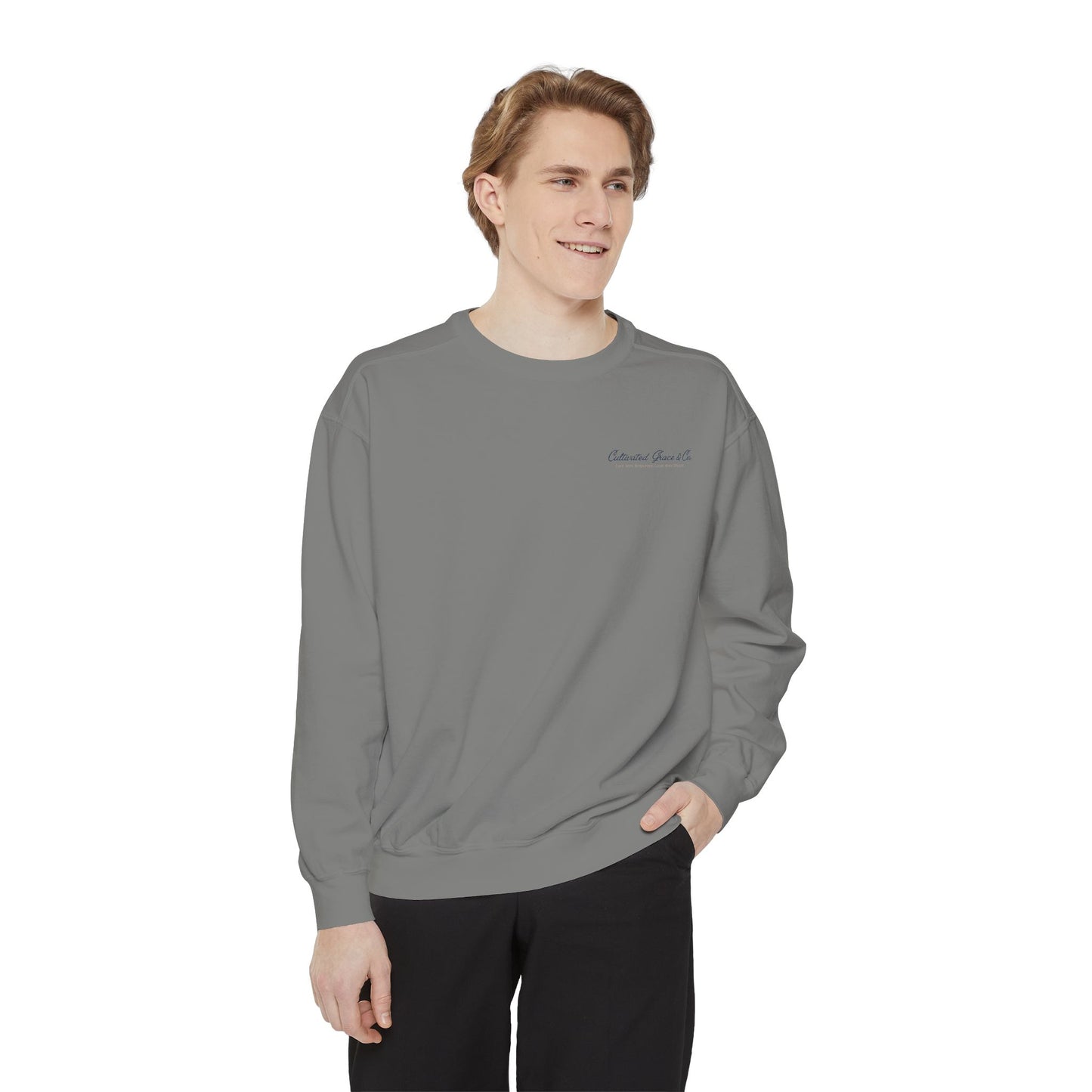 Script Cultivated Grace Co. Logo Sweatshirt — Comfort Colors Garment-Dyed Crewneck
