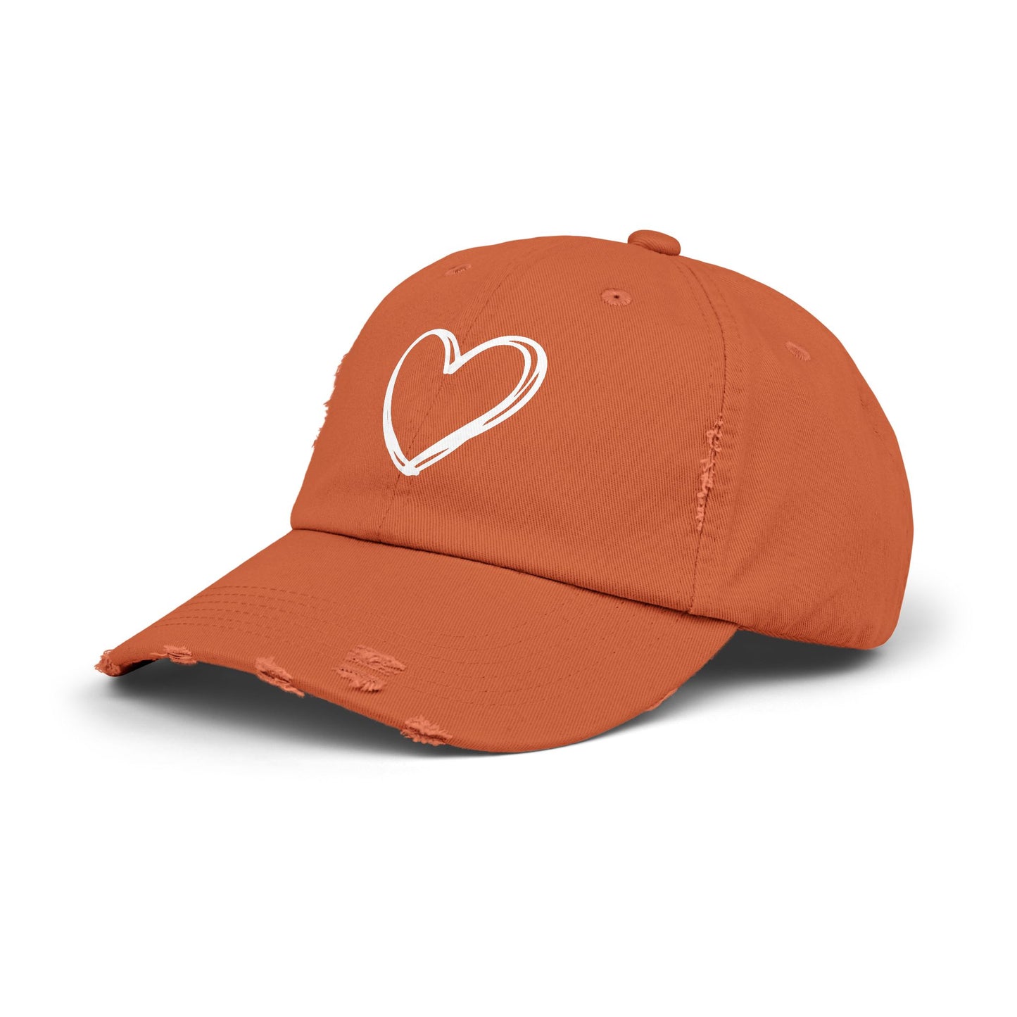 Distressed Heart Cap — Vintage Baseball Hat with Sketched Heart