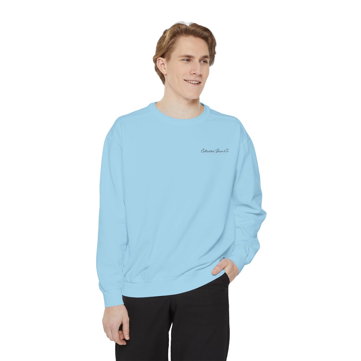 Script Cultivated Grace Co. Logo Sweatshirt — Comfort Colors Garment-Dyed Crewneck