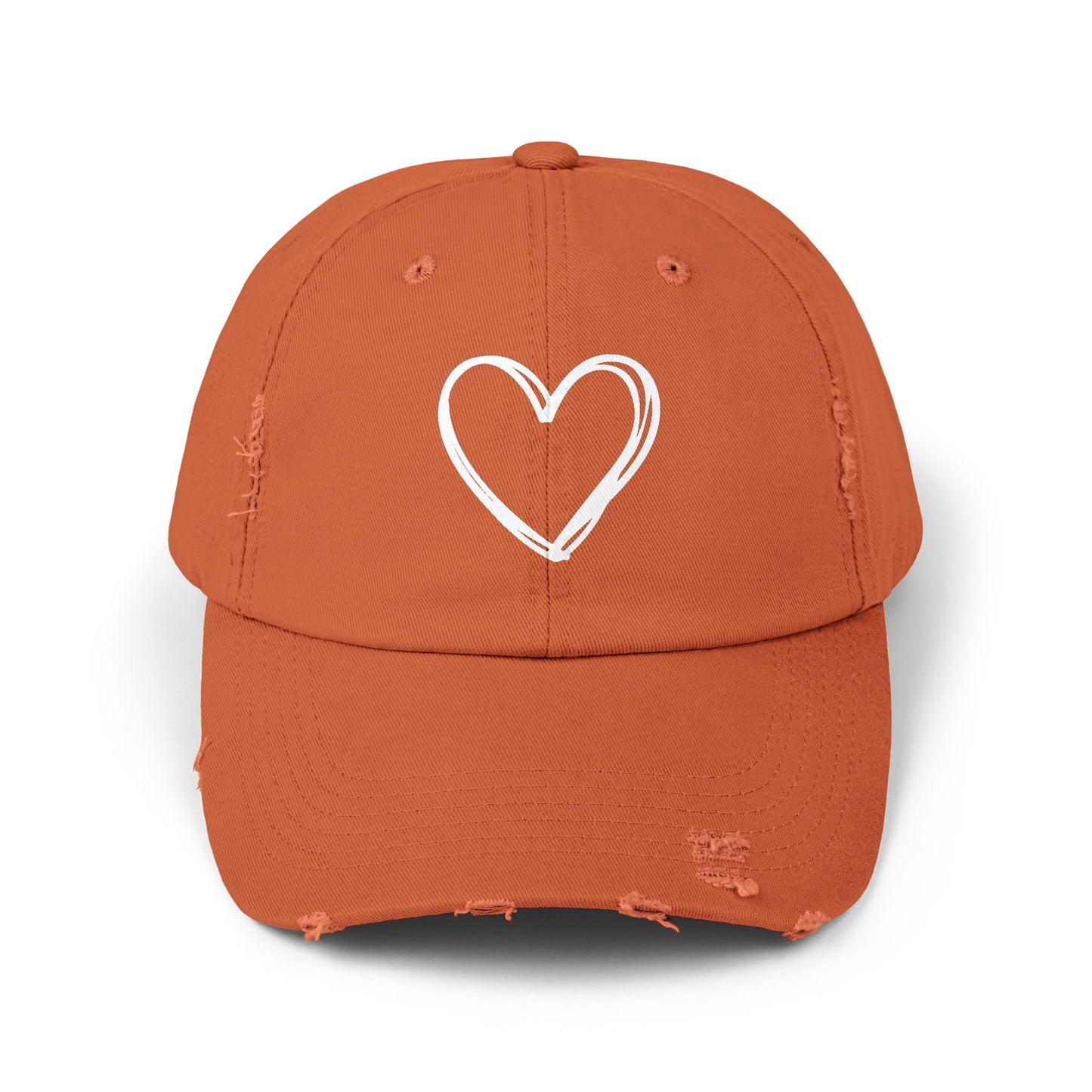 Distressed Heart Cap — Vintage Baseball Hat with Sketched Heart