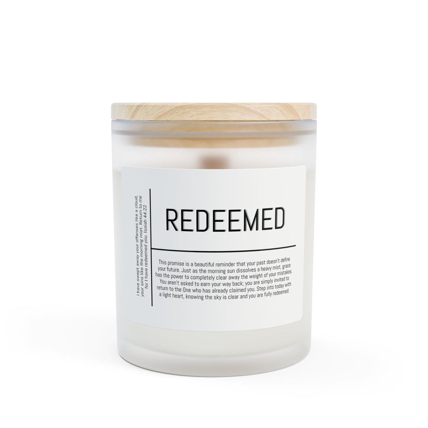 Redeemed Candle Frosted Glass Jar | 11oz Soy Candle