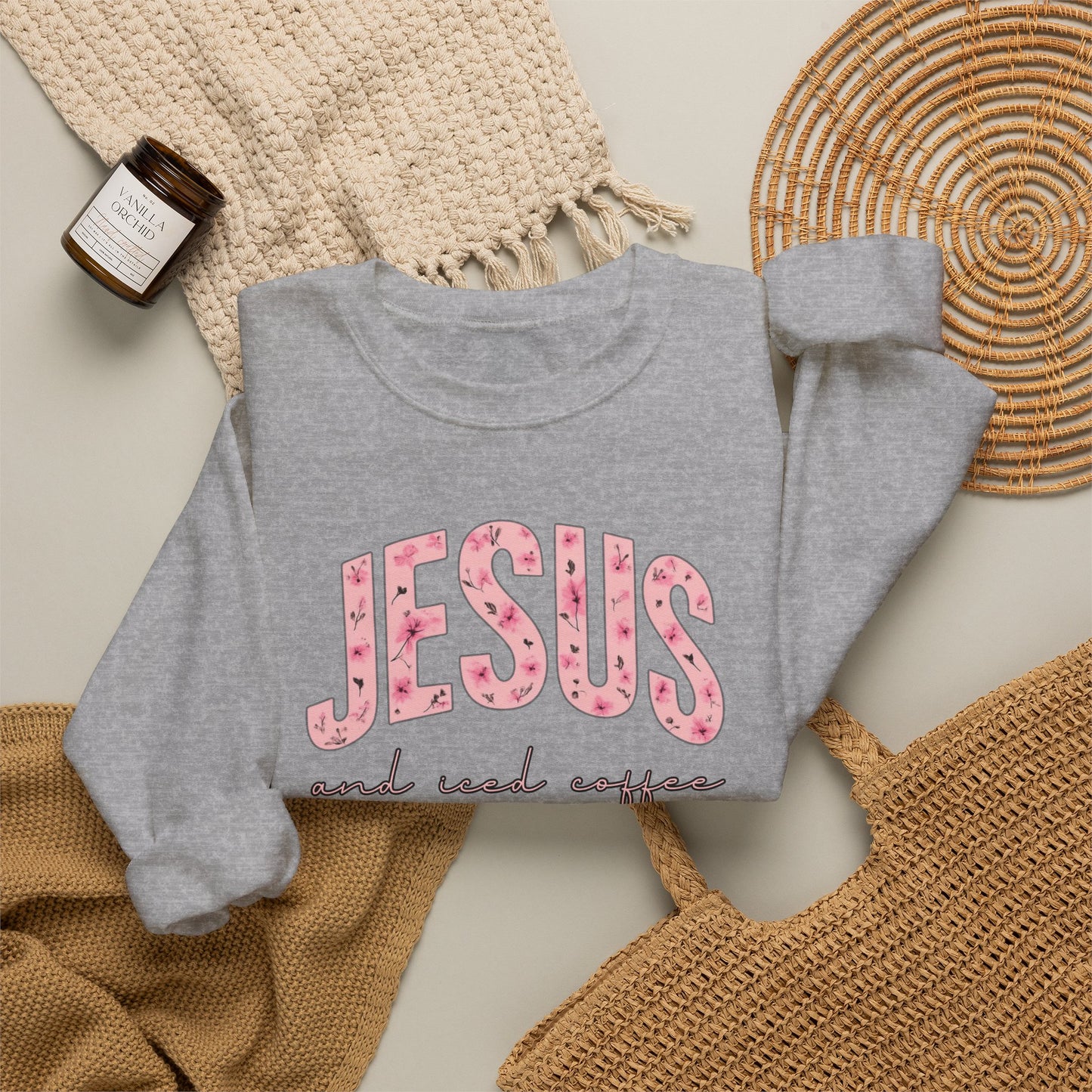 Jesus and Iced Coffee Crewneck Sweatshirt