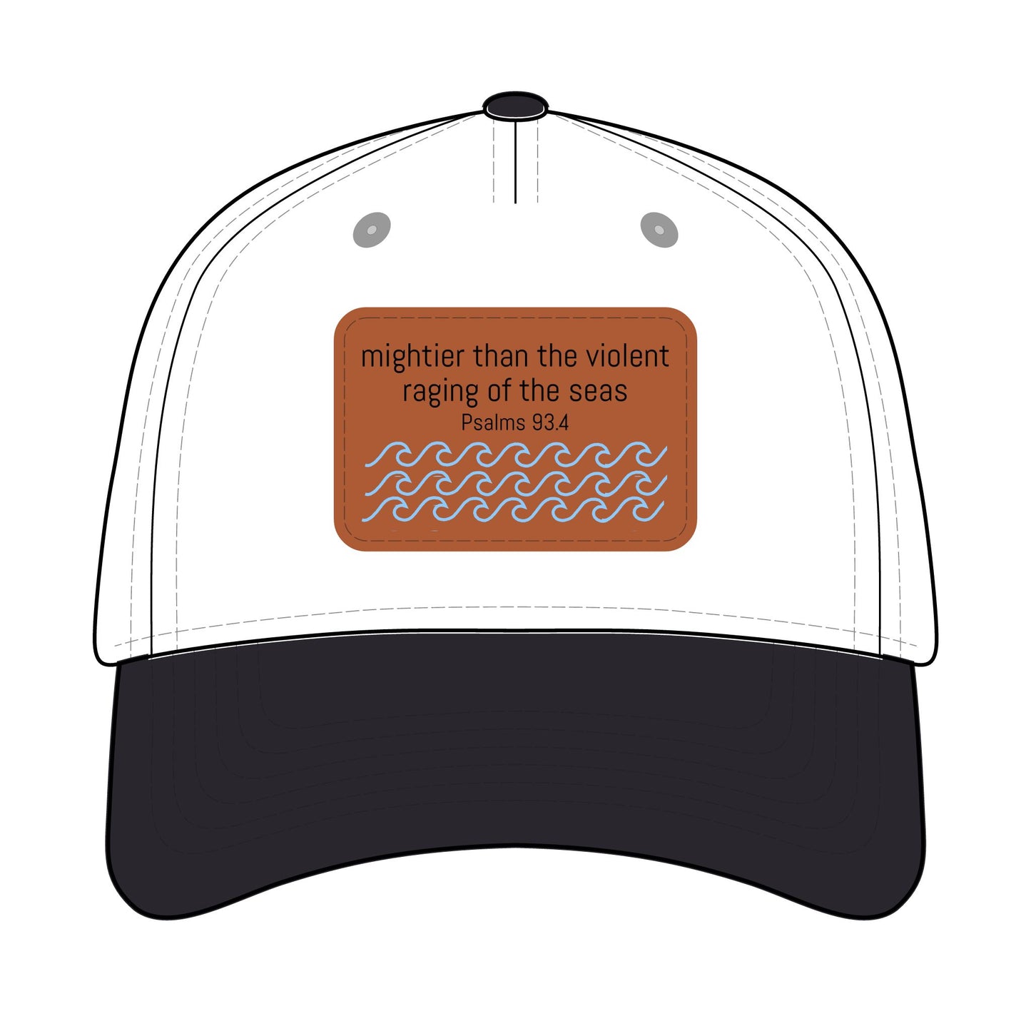 Psalm 93:4 Leather Patch Baseball Cap | Waves Design