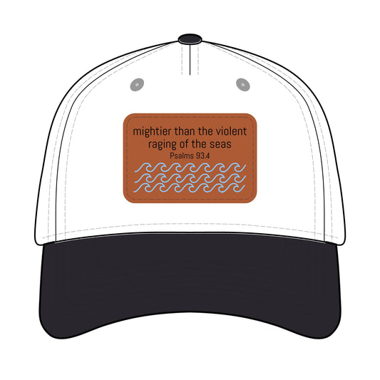 Psalm 93:4 Leather Patch Baseball Cap | Waves Design
