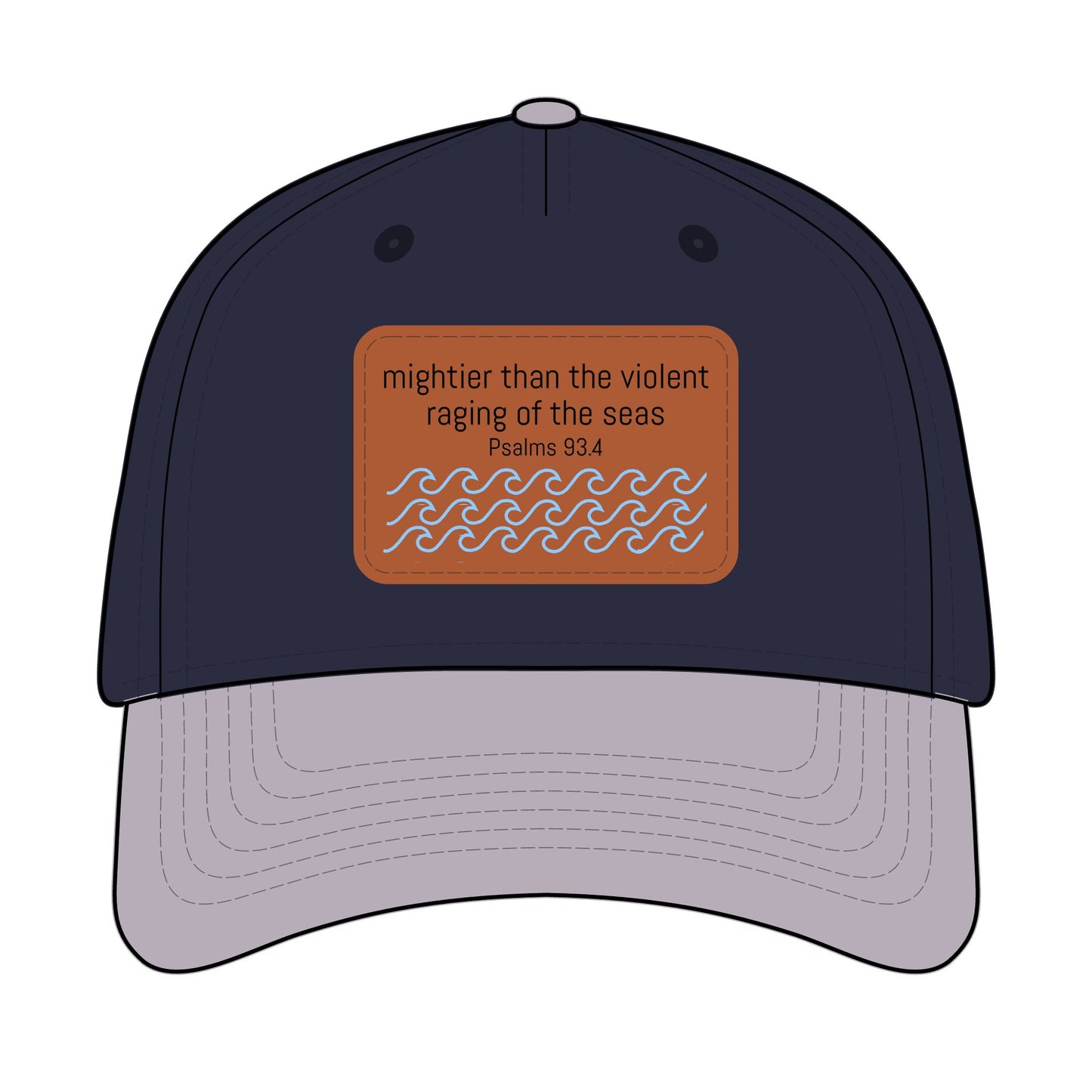 Psalm 93:4 Leather Patch Baseball Cap | Waves Design