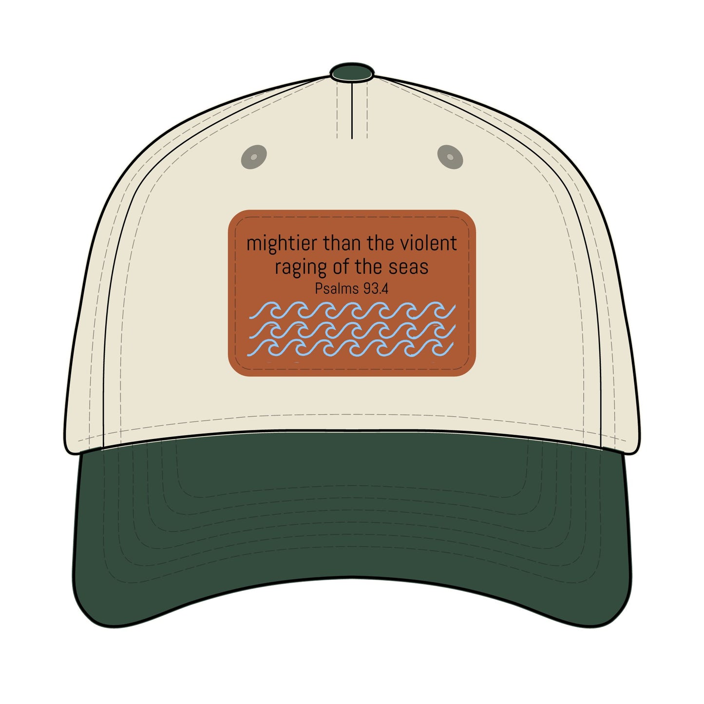 Psalm 93:4 Leather Patch Baseball Cap | Waves Design