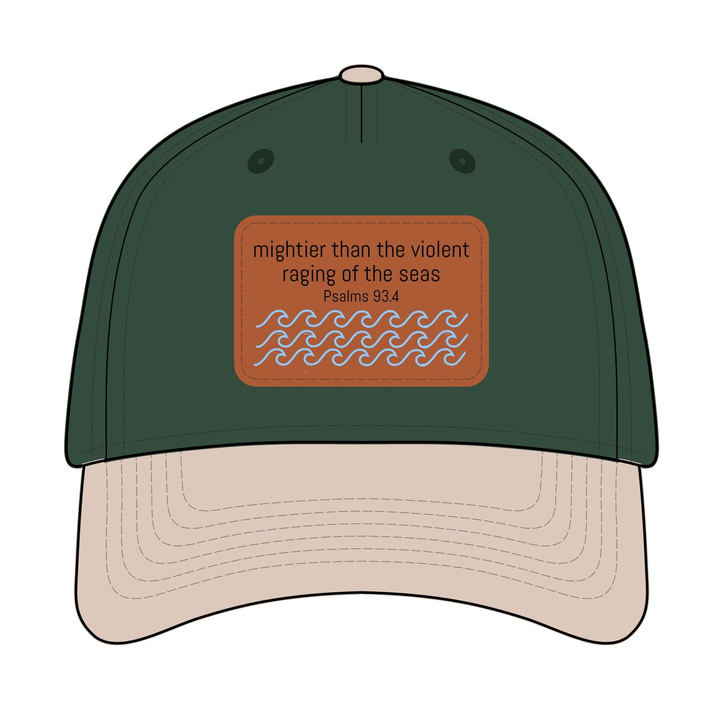 Psalm 93:4 Leather Patch Baseball Cap | Waves Design