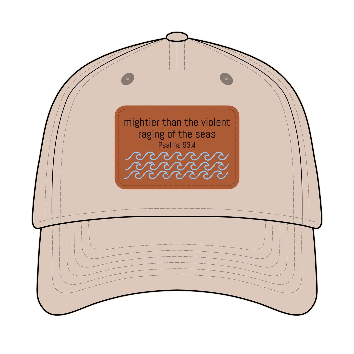 Psalm 93:4 Leather Patch Baseball Cap | Waves Design