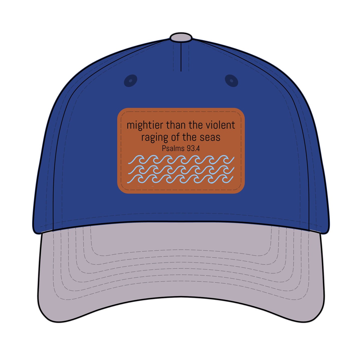Psalm 93:4 Leather Patch Baseball Cap | Waves Design