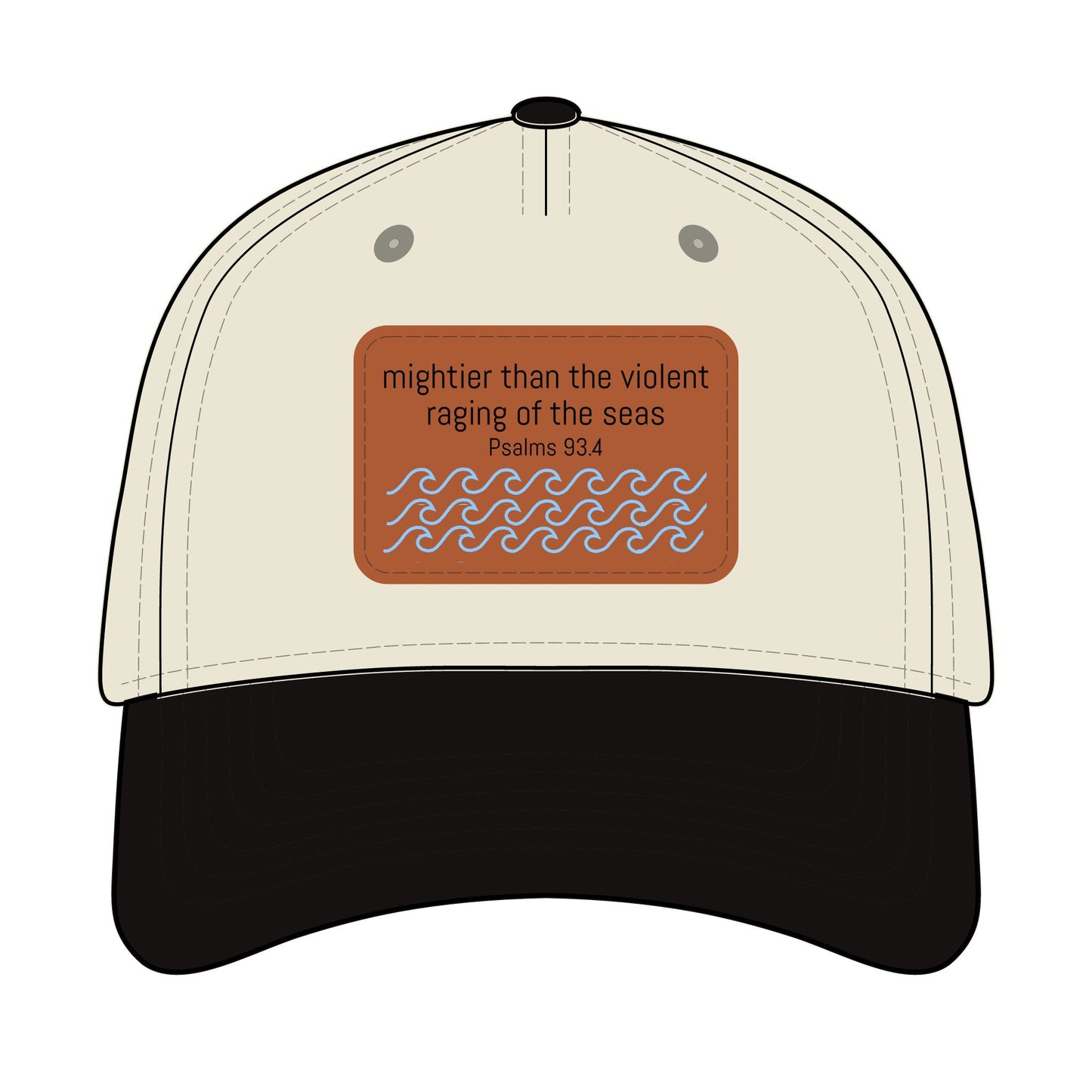 Psalm 93:4 Leather Patch Baseball Cap | Waves Design