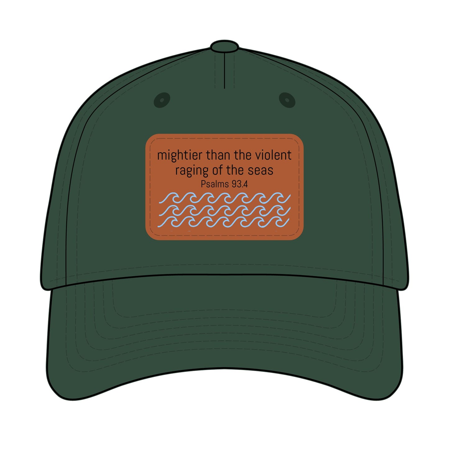 Psalm 93:4 Leather Patch Baseball Cap | Waves Design