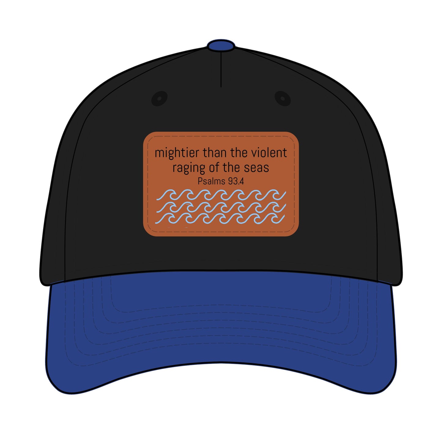 Psalm 93:4 Leather Patch Baseball Cap | Waves Design