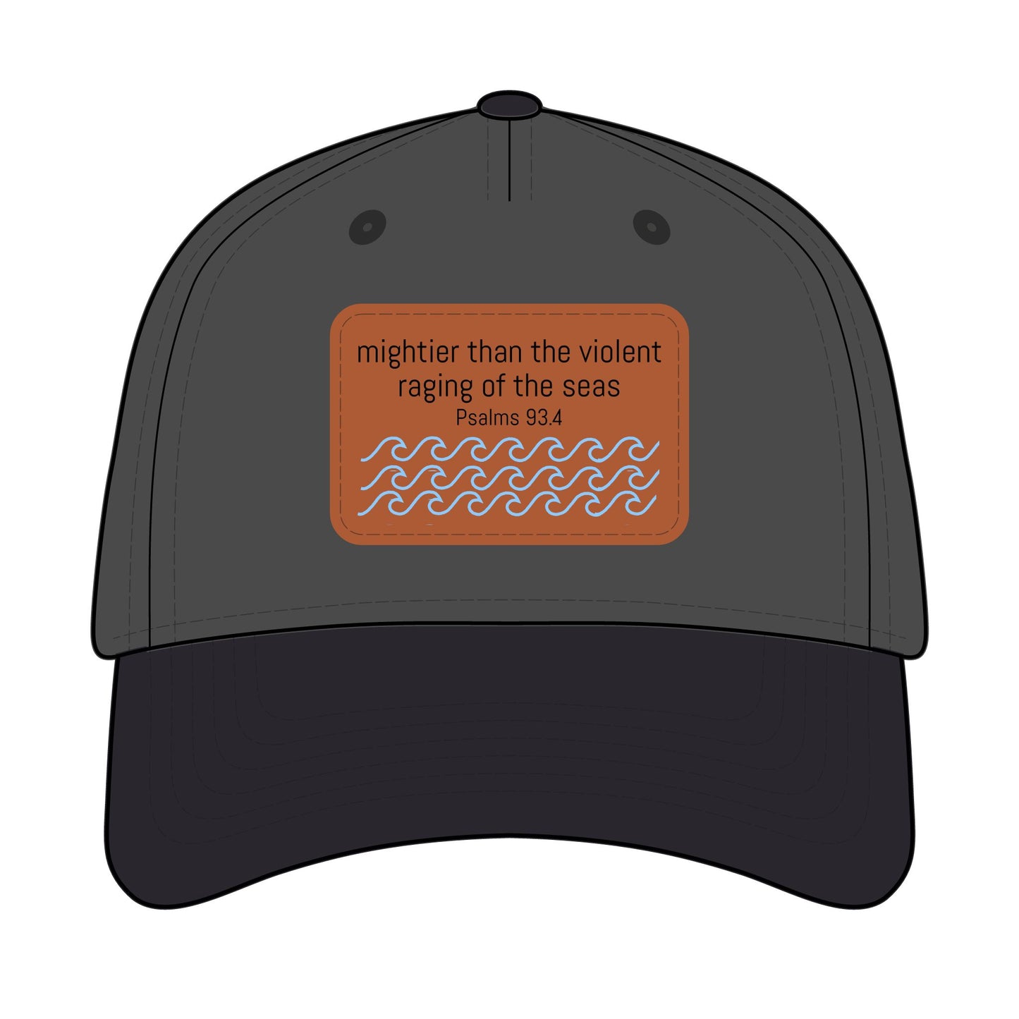 Psalm 93:4 Leather Patch Baseball Cap | Waves Design