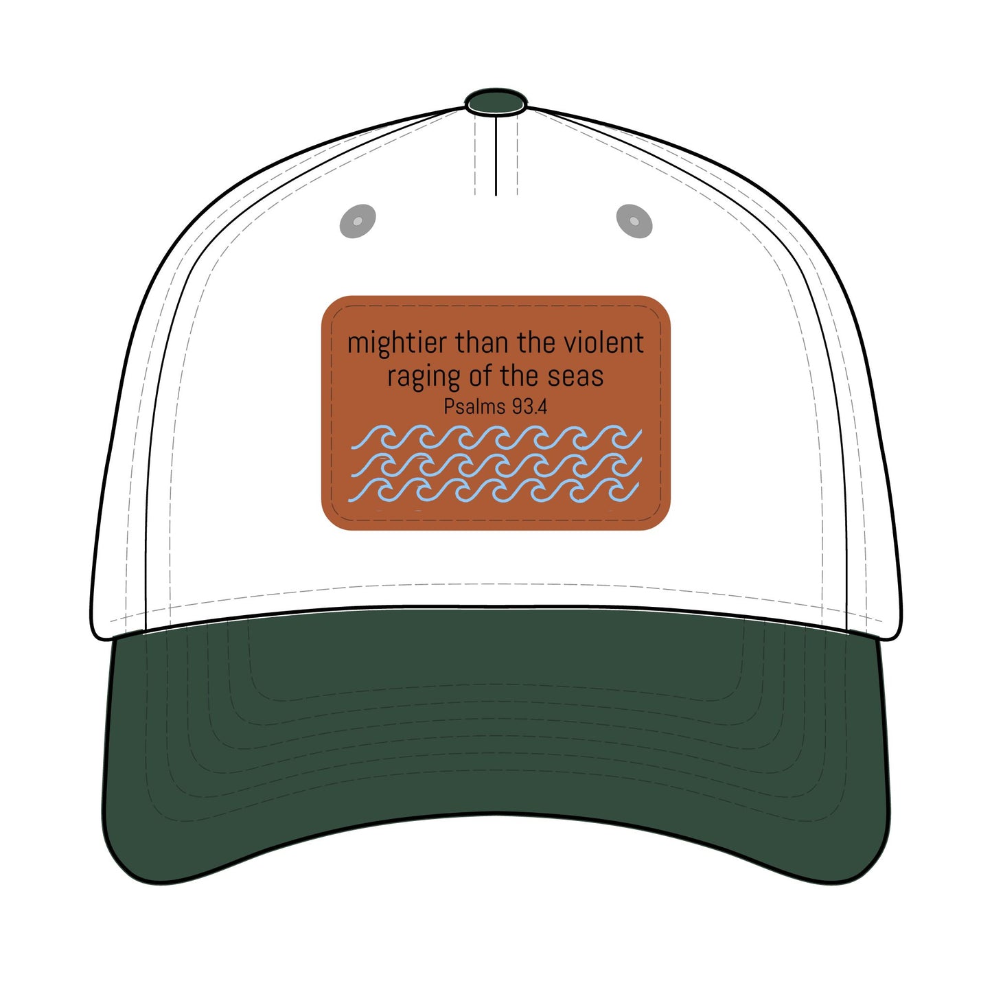 Psalm 93:4 Leather Patch Baseball Cap | Waves Design