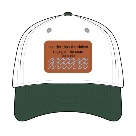 Psalm 93:4 Leather Patch Baseball Cap | Waves Design