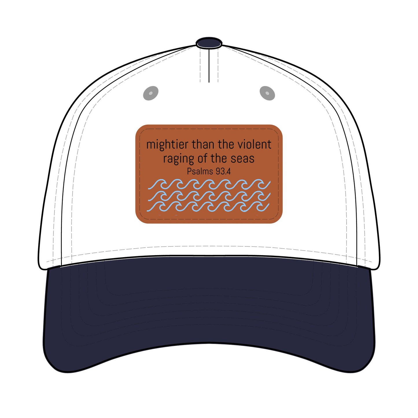 Psalm 93:4 Leather Patch Baseball Cap | Waves Design