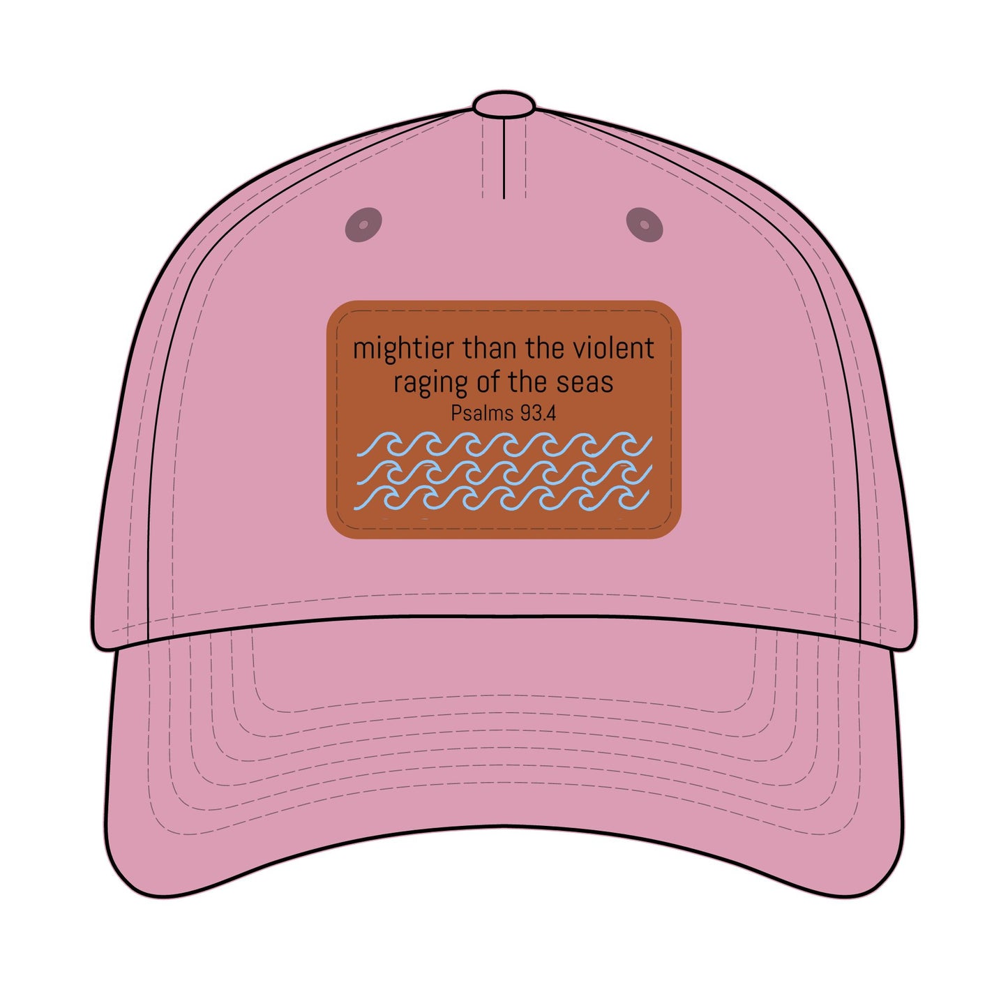 Psalm 93:4 Leather Patch Baseball Cap | Waves Design