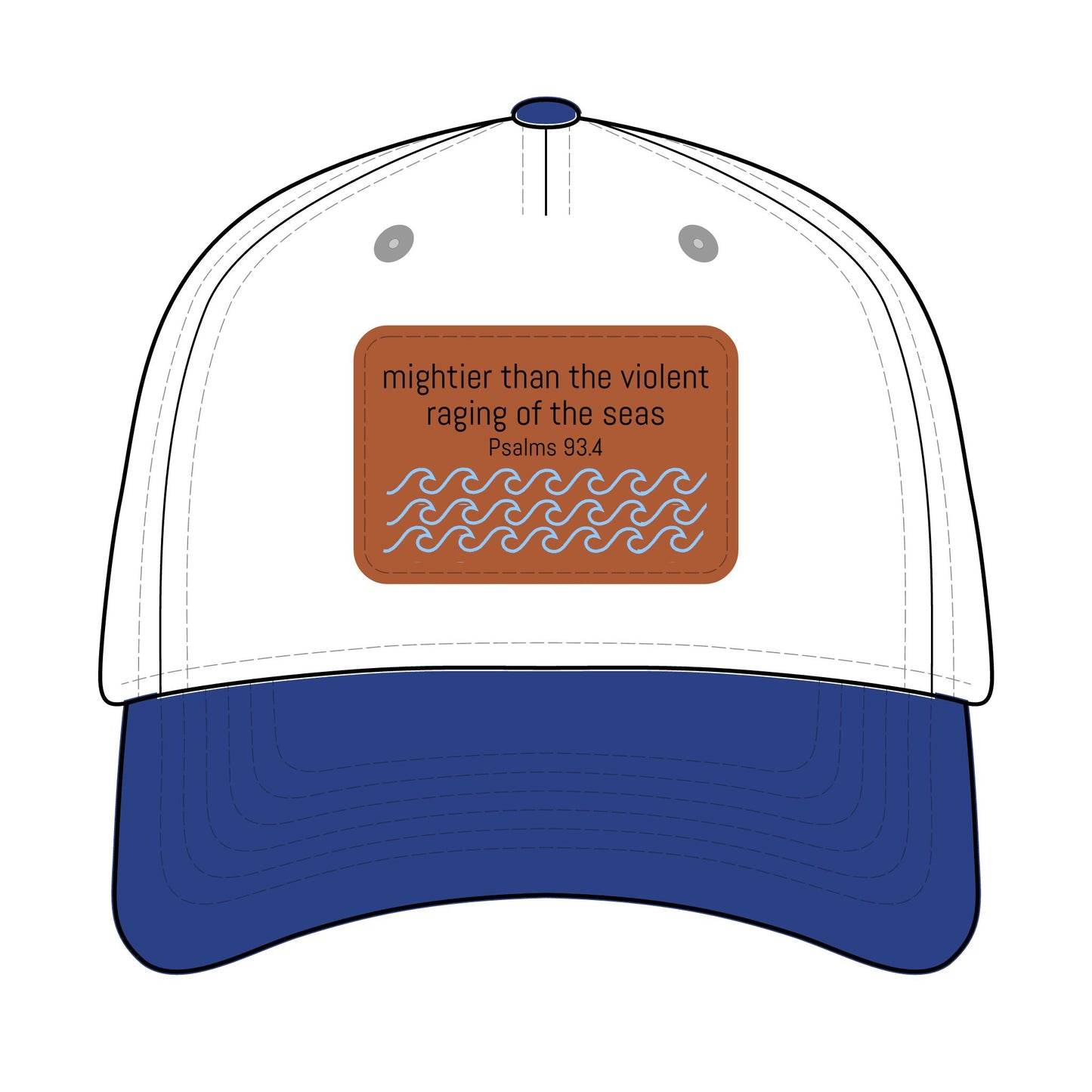 Psalm 93:4 Leather Patch Baseball Cap | Waves Design