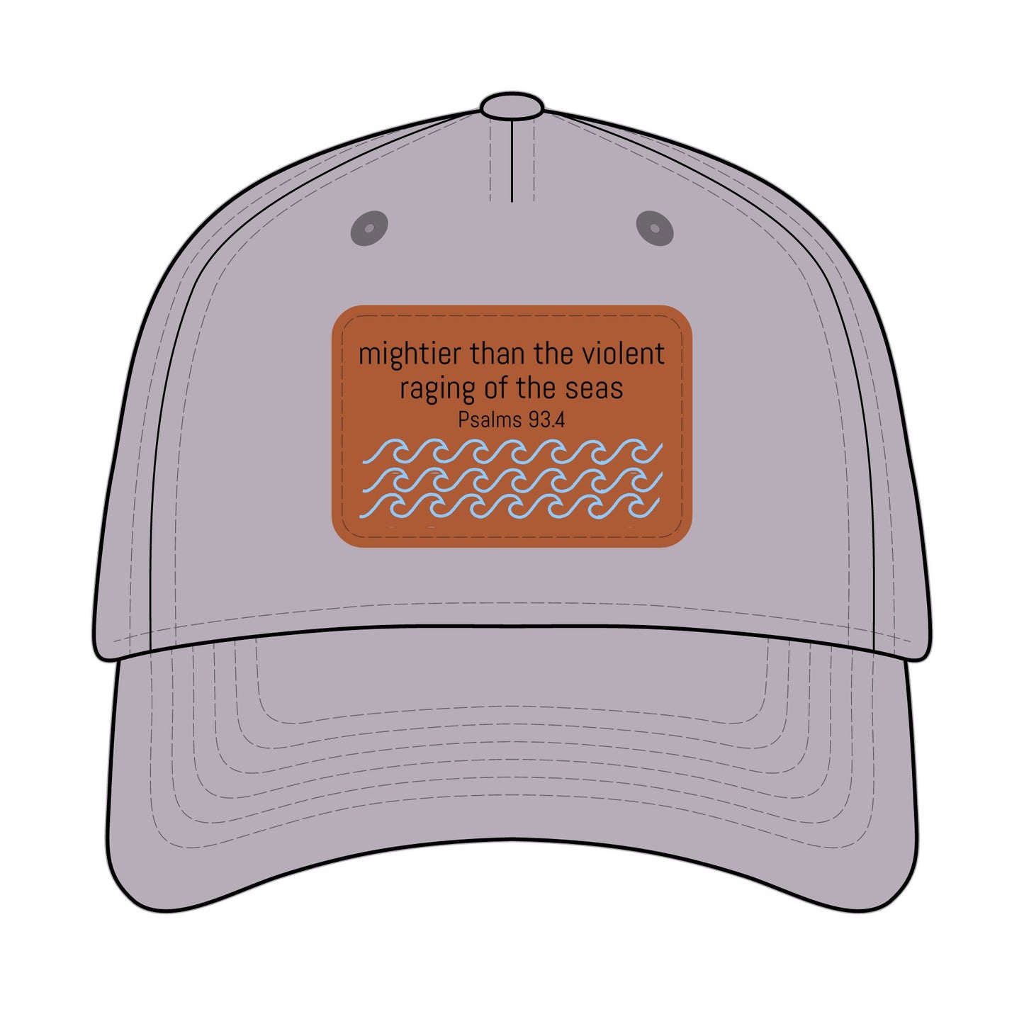 Psalm 93:4 Leather Patch Baseball Cap | Waves Design