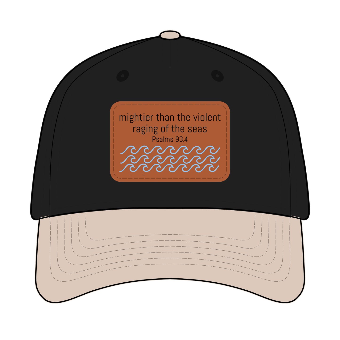 Psalm 93:4 Leather Patch Baseball Cap | Waves Design